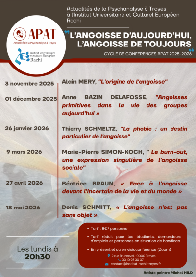 Séminaire “L’angoisse d’aujourd’hui, l’angoisse de toujours”