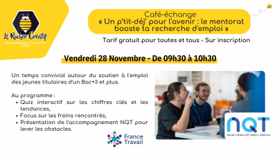 “Un p’tit-déj’ pour l’avenir : le mentorat booste ta recherche d’emploi”