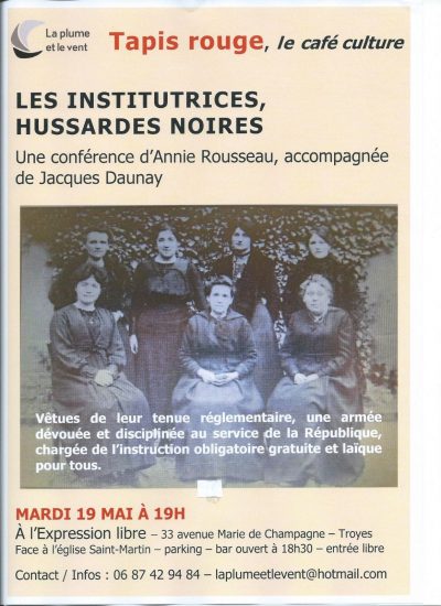 Tapis rouge, le café culture : “Institutrices, hussardes noires”