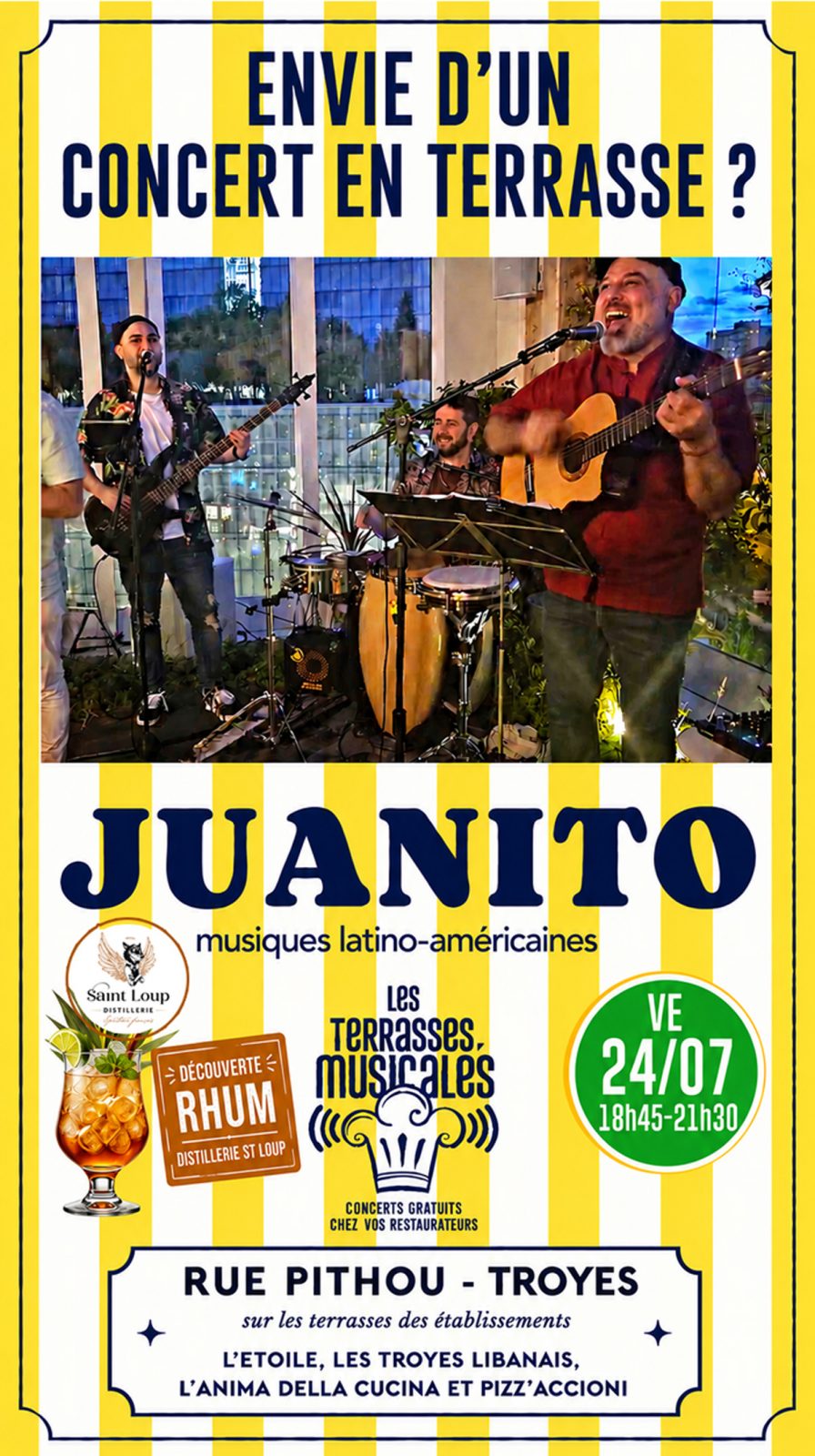Les Terrasses Musicales – Concert latino cubain du Groupe JUANITO