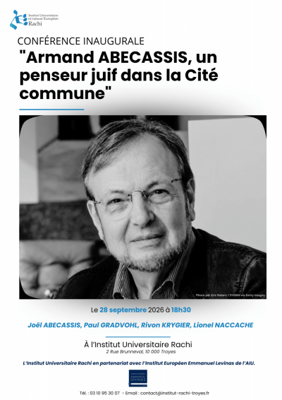Conférence inaugurale : Armand ABECASSIS, un penseur juif dans la cité commune